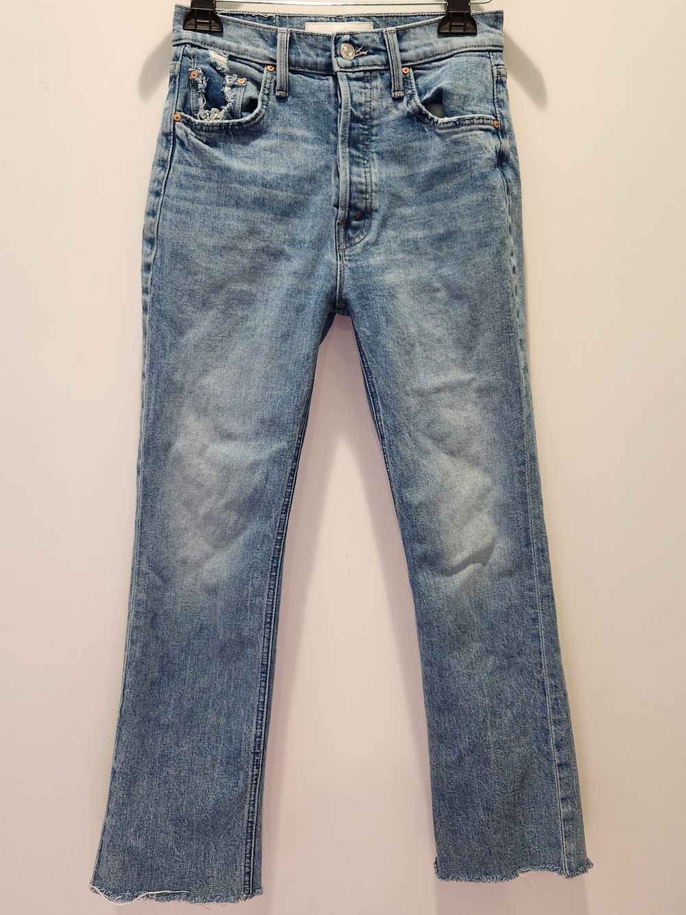 MOTHER Women's The Tripper Flood Fray Jeans Left In The Dust Sz 26 Subtle Flare